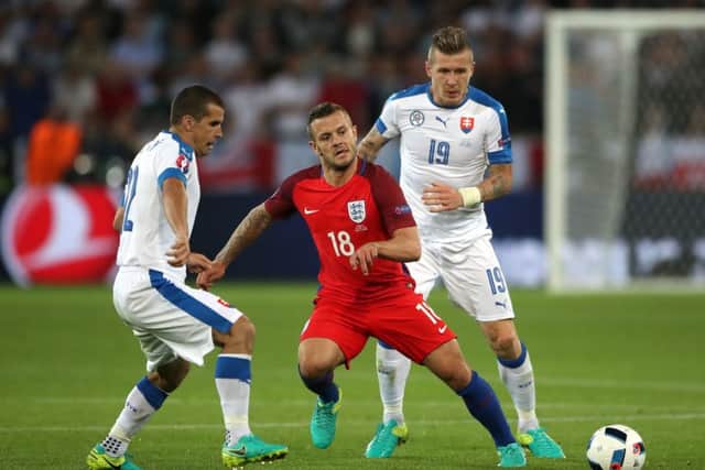 Jack Wilshere in action for England against Slovakia.