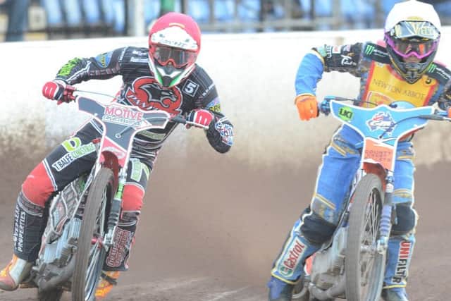 Ulrich Ostergaard (left) in action against Plymouth Devils. Picture David Lowndes