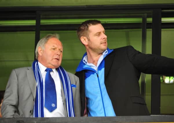 Barry Fry (left) with Posh chairman Darragh MacAnthony.