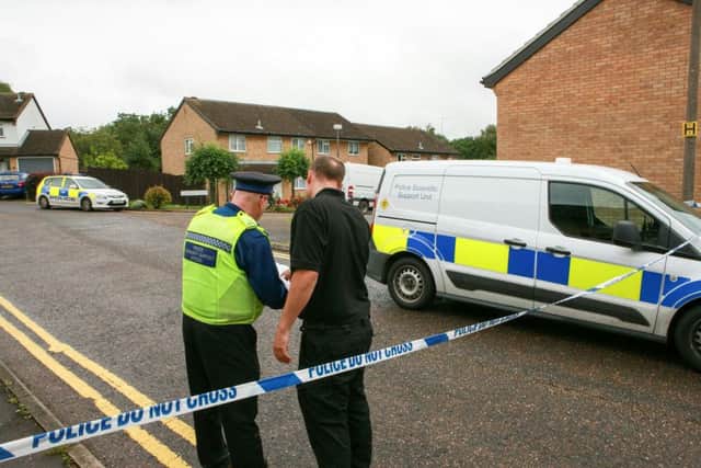 Police at the scene in Longthorpe