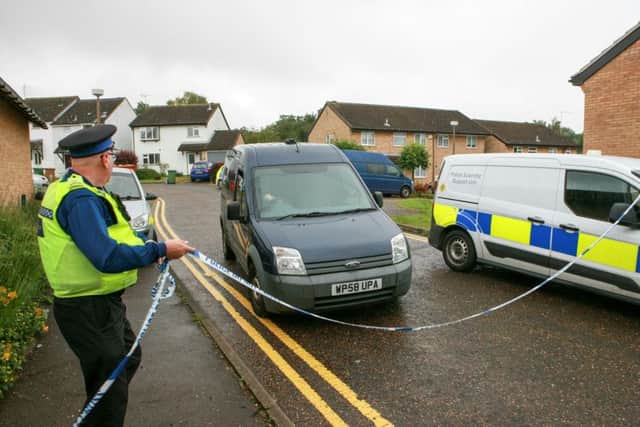 Police at the scene in Longthorpe