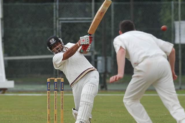 Asim Butt smacked 128 not out from 49 balls for Peterborough Town against Wisbech.