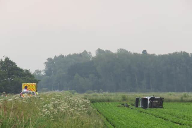 The car which left the road between Holme and Yaxley- Photo: Stan Kaye