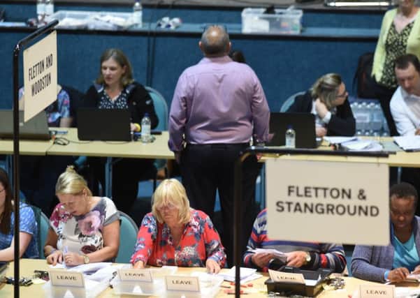 Counting the referendum vote in Peterborough.  EMN-160624-014839009