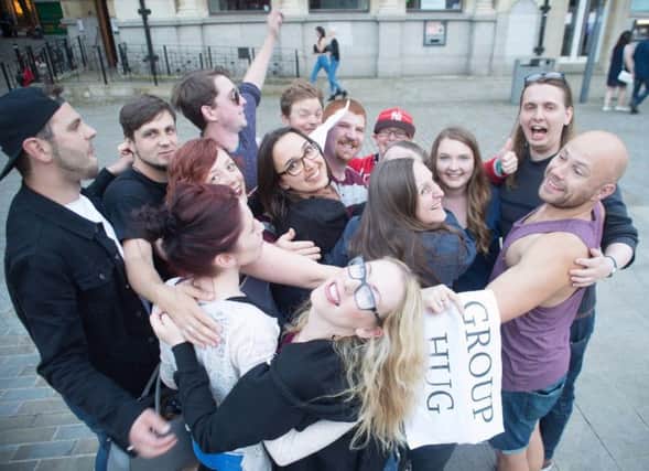 All smiles at the Group Hug event in Cathedral Square