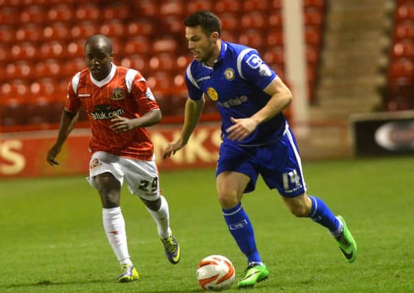Brad Inman (right) in action for Crewe.