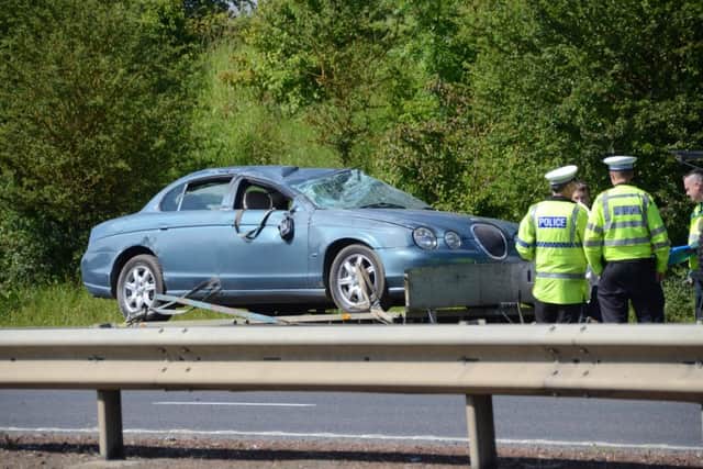 Car involved in an RTC eastbound on the A47 Castor bypass. EMN-160626-171953009