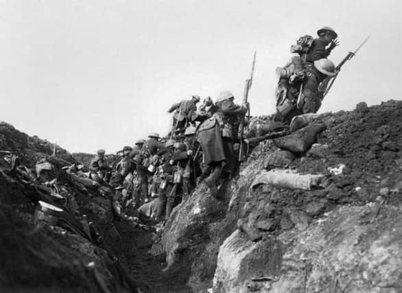 Troops going over the top at the start of the Battle of the Somme in 1916 during a training exercise behind the lines EMN-160624-150044001
