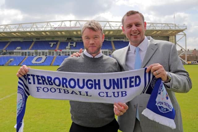 Posh chairman Darragh MacAnthony (right) and manager Grant McCann. Photo: Joe Dent/theposh.com.