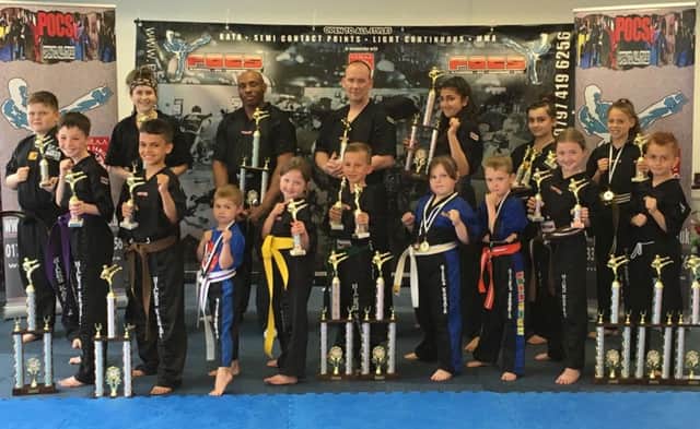 Pictured are some of the Hicks Karate School members who did well in the Peterborough Series. From the left are, back, Kieran Slocombe, Atlanta Hickman, Rob Taylor, David Prior, Elise Ward, Jazmyn Popat-Evans, Jolie Franks, front, Aaron Leonard, Braydon Popat-Evans, Joshua Leonard, Sophie Hicks, Junior Croizer, Rebecca Slocombe, Olver Profitt,Lucy Hicks and Ginge Popat-Evans.
