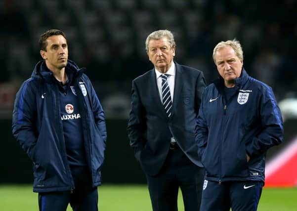 Three unwise men (from left): Gary Neville, Roy Hodgson, Ray Lewington.