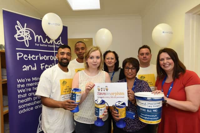 Peterborough and Fenland Mind fundraisers  Mohammed Nhfees-Nazir, AC Lloyd-Williams, Lucy Bloodworth, Tina Proudfoot, Neete Makwana, Scott Owen and Nicola Brennan EMN-160407-225845009