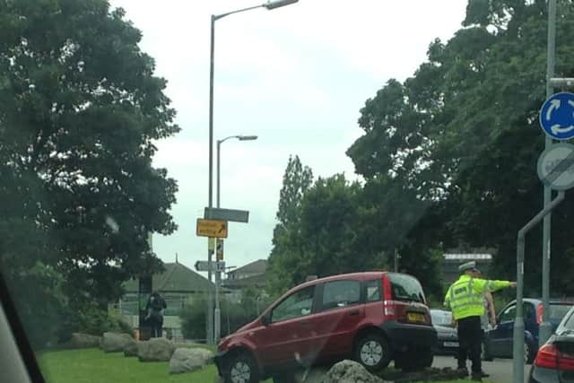 The crash on Bishops Road this afternoon. Photo: Naomi Davis