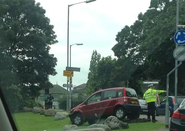 The crash on Bishops Road this afternoon. Photo: Naomi Davis