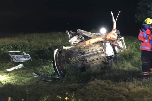 The crash scene. Pic: Cambs Fire and Rescue