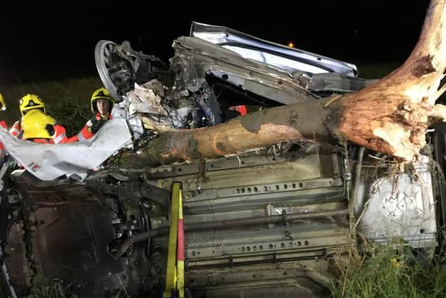 The crash scene. Pic: Cambs Fire and Rescue