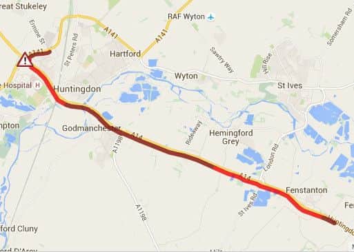 The AA traffic map showing the extent of the delays this afternoon