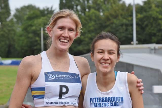 PAC 200m runners Nichola Gibson (left) and Hannah Talbot. Photo: David Lowndes.