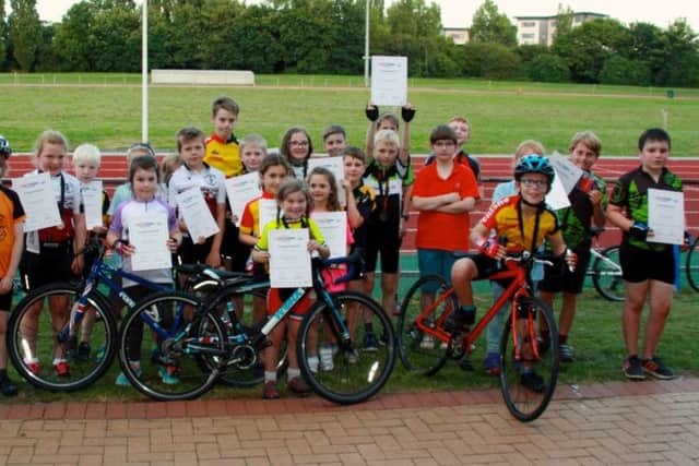 The youngsters involved in Fenland Clarion's junior grasstrack meeting.