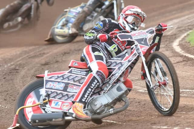Panthers' skipper Ulrich Ostergaard on his way to a top score of 13 points for Panthers v Berwick. Photo: David Lowndes.