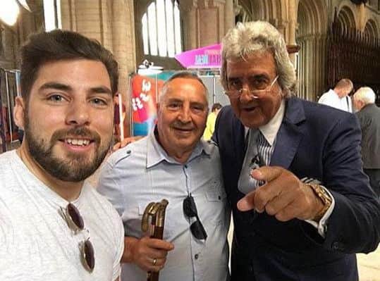 Luke Sarro and Angelo Nespoli with David Dickinson