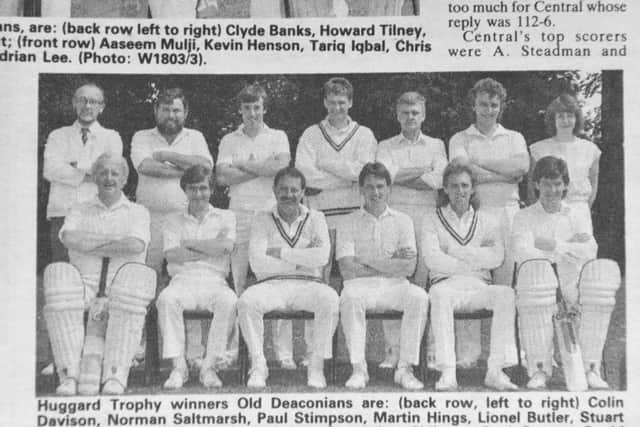 The Old Deaconians that beat Deacon's School 30 years ago. Back row, left to right, Colin Davison, Norman Saltmasrh, Paul Stimpson, Martin Hings, Lionel Butler, Stuart Butler, Carol Jeffs. Front, Lou Scott, Ian Chilvers, Paul Bowes, David McQuillen, Colin Slater,Barry Morris.