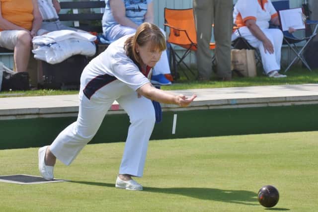 Shirley Suffling in action at the Northants County Finals at Bretton Gate. Photo: David Lowndes.