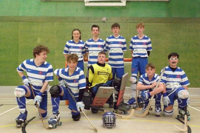 Peterborough Roller Hockey Club under 17s: back row, from left, Bethan McCarthy, Ewan Cann (Captain), George Daly, Graham Hancock, front row from left to right: Joshua Newton, Jake Reed, Jack Thomas (GK), Jack Shepperson, Bruno Olivier. Not present Toby Elliott and Lucas Crow.