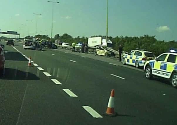 The scene of the crash on the A1M - Photo: @N21Alpha