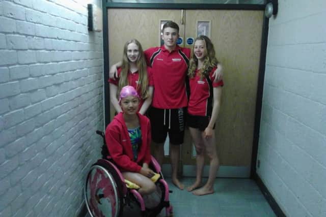 Deepiongs swimmers attending the British Summer Championships:  front Miki Lin-Gao, back from left, Bailie Harrison, Alex Wray, Isabel Spinley.
