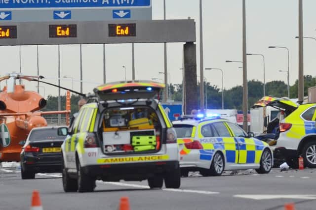 A1 (M) RTC involving two police cars north of Norman Cross near Haddon EMN-160720-193646009