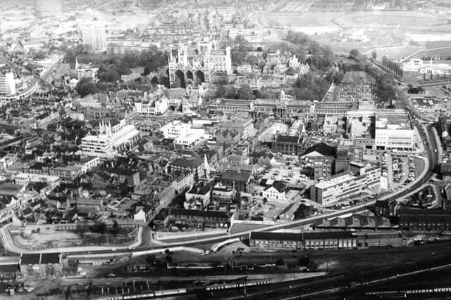 AERIAL VIEW: A magnificent aerial view of the city taken some time in the early 70s prior to the building of the Queensgate centre.