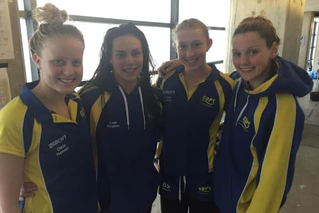 The COPs relay team of (left to right) Chloe Hannam, Leah Roughan, Bethany Saunders and Mollie Allen after competing in a final at the British Summer Championships.