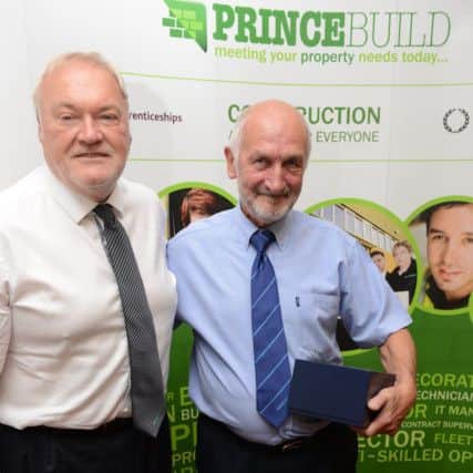 Princebuild co-founder Stuart Pudney was presented with a watch by retired associate director Laurie Mould.