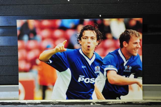 Simon Davies after scoring a brilliant goal for Posh against Northampton.