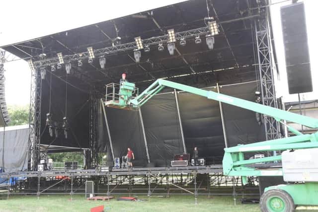 The stage being constructed