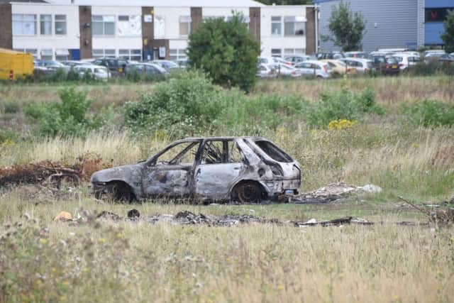 Burnt out cars at Oxney Road
