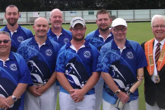 Pictured are Parkway, winners of the Northants Bowling Federations Adams Cup, with county president Bob Warters. Left to right are Pat Reynolds, Stuart Reynolds, Fred Addy, Neil Wright, Brian Martin, Tony Scarr, Tristan Morton, Simon Law, Mike Robertson and Bob Warters.
