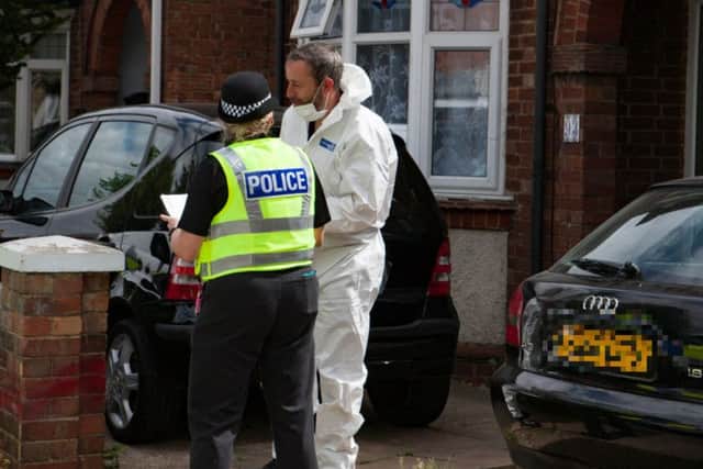 Police at Taverners Road. Pic: Terry Harris