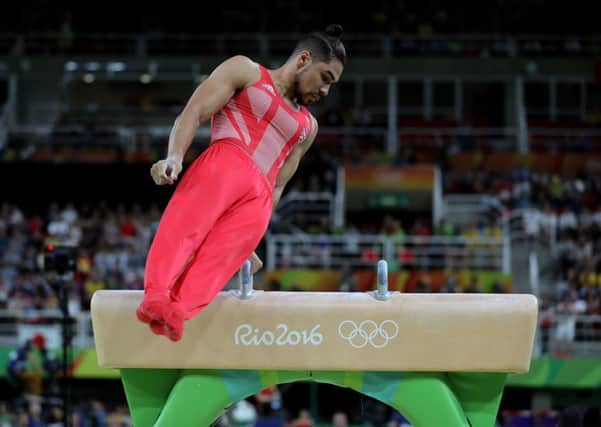 Great Britain's Louis Smith during the pommel horse routine of the Men's Artistic Gymnastic final at the Rio Olympic Arena on the third day of the Rio Olympics Games, Brazil. PRESS ASSOCIATION Photo. Picture date: Monday August 8, 2016. Photo credit should read: Owen Humphreys/PA Wire. EDITORIAL USE ONLY OLYMPICS_Gymnastics_224927.JPG