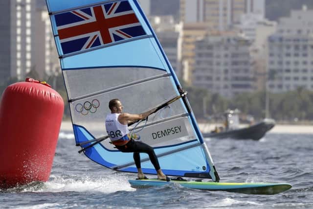 Britain's Nick Dempsey competingin the RS:X men event at the 2016 Summer Olympics in Rio.