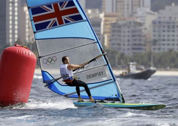 Britain's Nick Dempsey competingin the  RS:X men event at the 2016 Summer Olympics in Rio.