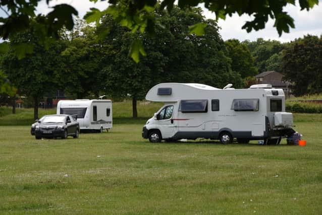 A previous incident of travellers in grass area close to Pyhill in North Bretton