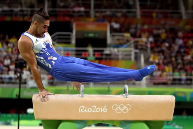 Louis Smith in action in the pommel horse final.