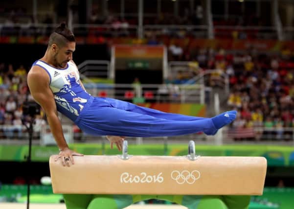 Louis Smith in action in the pommel horse final.