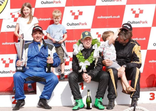 Anthony Barnes on the podium with his family. Picture: Jon Bryant/snappyracers.com