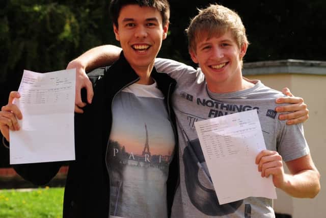 Joe Wright and Luke Pitchford at Ken Stimpson Community School, who received BBB and ABC grades respectively at A Level in 2012 ENGEMN00120120816120426