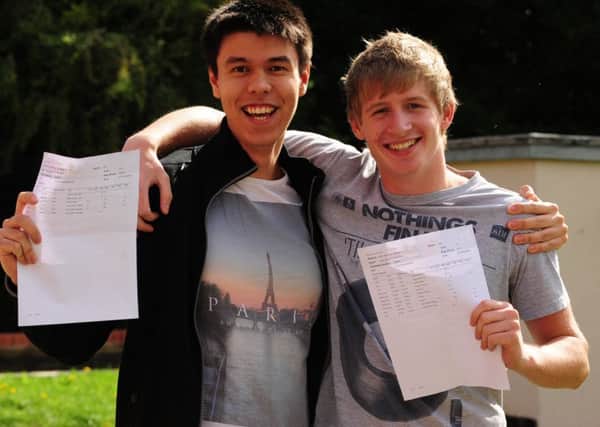 Joe Wright and Luke Pitchford at Ken Stimpson Community School, who received BBB and ABC grades respectively at A Level in 2012 ENGEMN00120120816120426