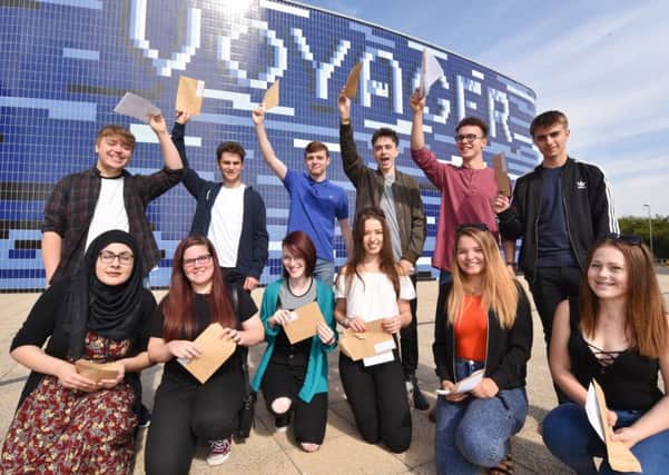 A level results day 2016. Successful students at Voyager AcademyEMN-160818-112927009