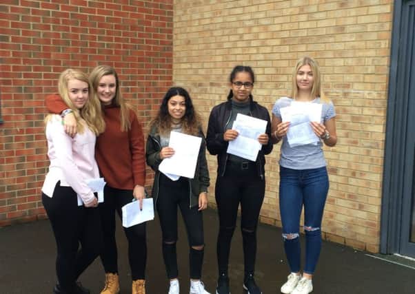 Pupils from Nene Park Academy with their GCSE results